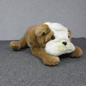 Mervyn Floppy Friends Bulldog 22 in Plush Puppy Dog Brown White Laying